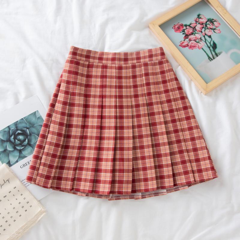 Plus Size Black High-Waisted Pleated A-Line Midi Skirt for Women, Summer College Style Checkered JK Skirt, Anti-Exposure Fashion Plus Size Black High-Waisted Pleated A-Line Midi Skirt for Women, Summer College Style Checkered JK Skirt, Anti-Exposure Fashion