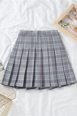 Plus Size Black High-Waisted Pleated A-Line Midi Skirt for Women, Summer College Style Checkered JK Skirt, Anti-Exposure Fashion