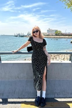 Plus Size Black Printed High Slit Dress - Sexy Summer Tea Party Style for Hot Girls, Trendy Y2K Fashion