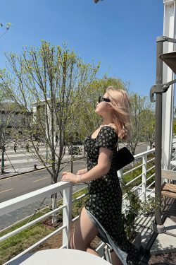 Plus Size Black Printed High Slit Dress - Sexy Summer Tea Party Style for Hot Girls, Trendy Y2K Fashion