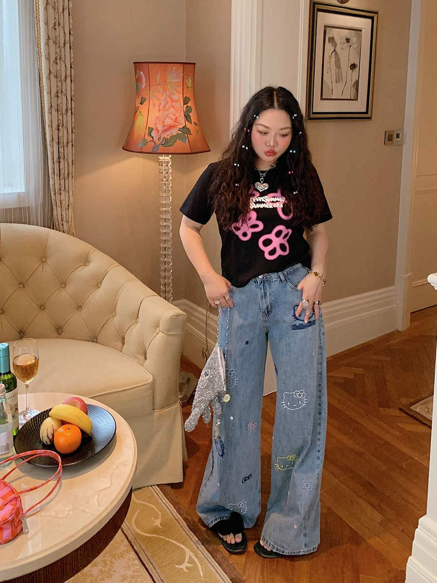 Plus Size Black Short-Sleeve T-Shirt for Women - 2025 Spring/Summer Shoulder-Detail Base Top, Casual Fashion Essential Plus Size Black Short-Sleeve T-Shirt for Women - 2025 Spring/Summer Shoulder-Detail Base Top, Casual Fashion Essential