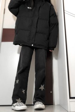 Plus Size Black Starry Jeans for Women - Slimming Narrow Straight Leg & Loose Wide Leg Design