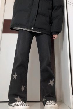 Plus Size Black Starry Jeans for Women - Slimming Narrow Straight Leg & Loose Wide Leg Design