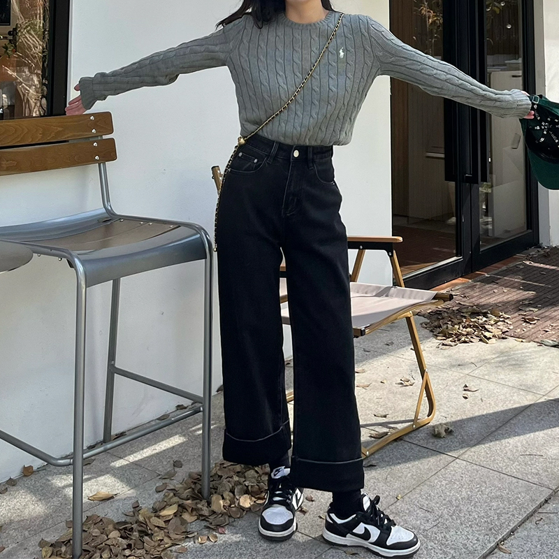 Plus Size Black Straight-Leg Jeans for Women, 2025 New Style, Loose Nine-Point Wide-Leg Pants for Pear-Shaped Figures Plus Size Black Straight-Leg Jeans for Women, 2025 New Style, Loose Nine-Point Wide-Leg Pants for Pear-Shaped Figures