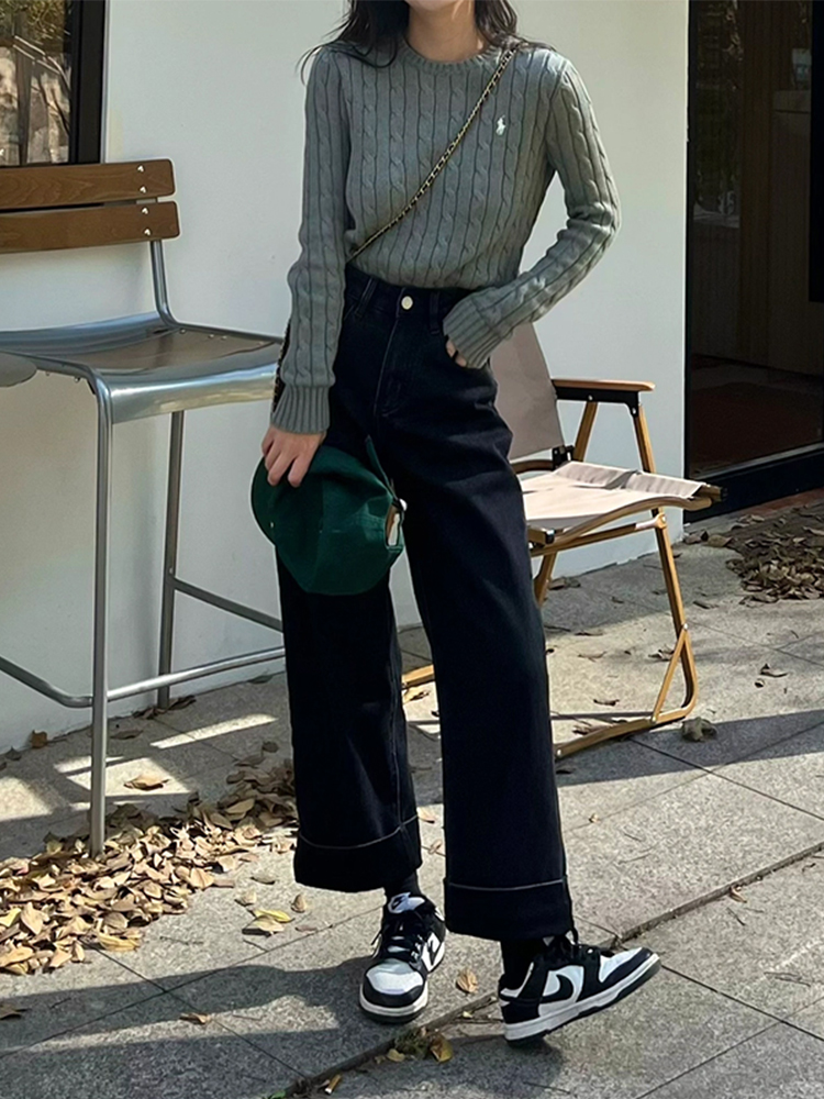 Plus Size Black Straight-Leg Jeans for Women, 2025 New Style, Loose Nine-Point Wide-Leg Pants for Pear-Shaped Figures Plus Size Black Straight-Leg Jeans for Women, 2025 New Style, Loose Nine-Point Wide-Leg Pants for Pear-Shaped Figures