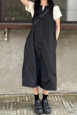 Plus Size Black Waist-Cinching Work Vest Dress for Women, Flattering Summer Strap Dress for Curvy Figures