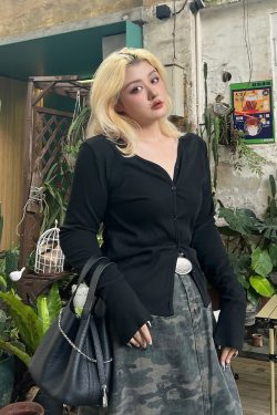 Plus Size Button Cardigan for Women - Pure Desire Style Loose Slimming Casual Jacket for Spring and Autumn - Versatile Fashion Top