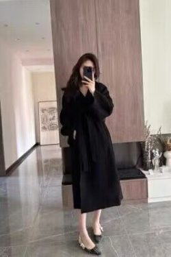 Plus-Size Camel Cashmere Coat for Women, Mid-Length Double-Sided Wool Outerwear, 2024 Autumn Winter Hepburn Style