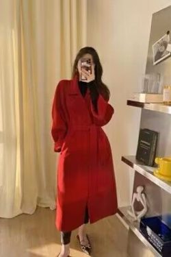 Plus-Size Camel Cashmere Coat for Women, Mid-Length Double-Sided Wool Outerwear, 2024 Autumn Winter Hepburn Style