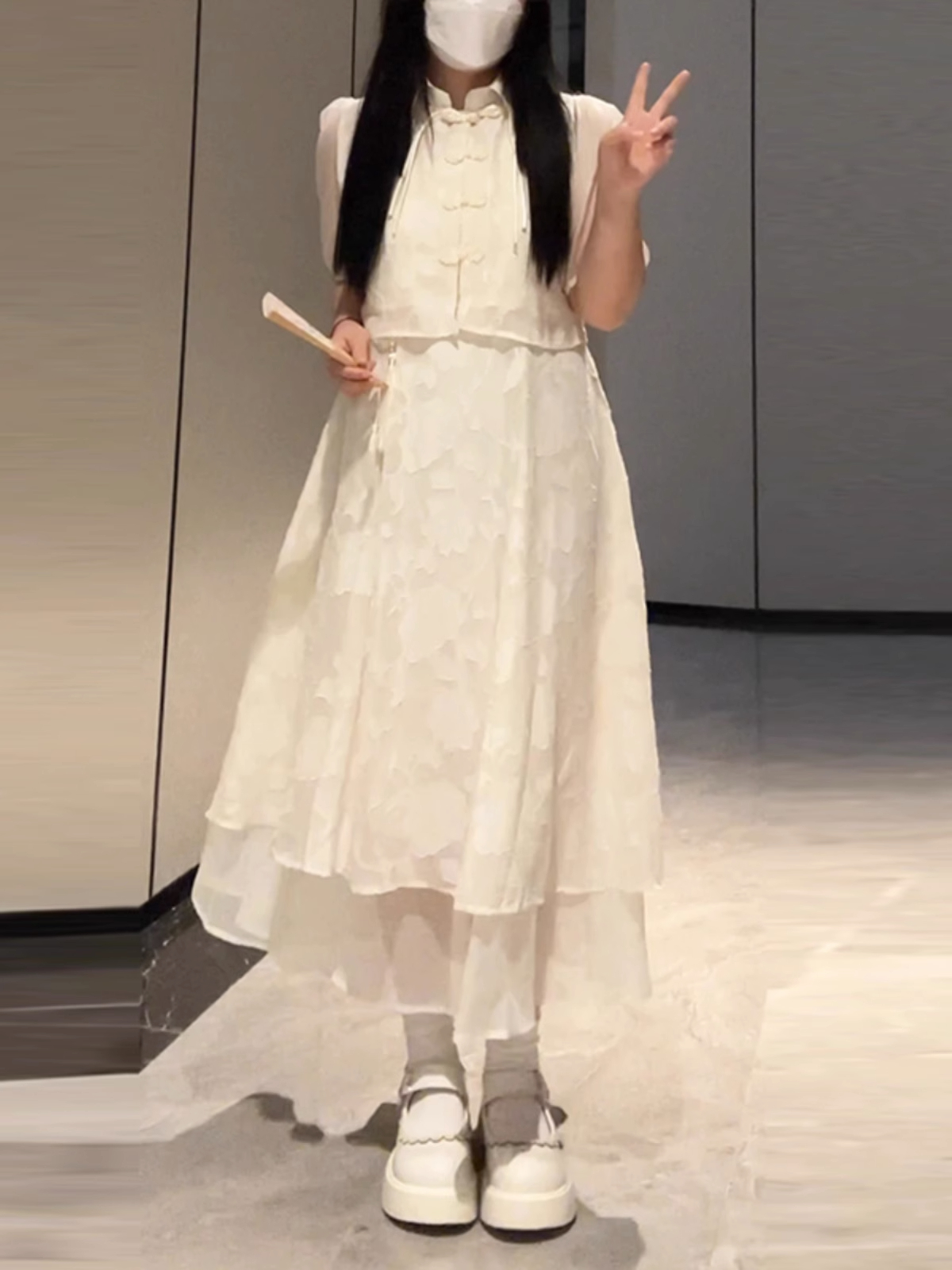 Plus-Size Chinese Style Summer Hanfu Dress Set - Retro Slimming Qipao Two-Piece Outfit for Chubby Women Plus-Size Chinese Style Summer Hanfu Dress Set - Retro Slimming Qipao Two-Piece Outfit for Chubby Women