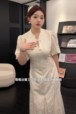 Plus-Size Chinese Style Summer Qipao Dress, Retro Mesh Splicing Skirt, Slimming National Wind Design for Plump Figures
