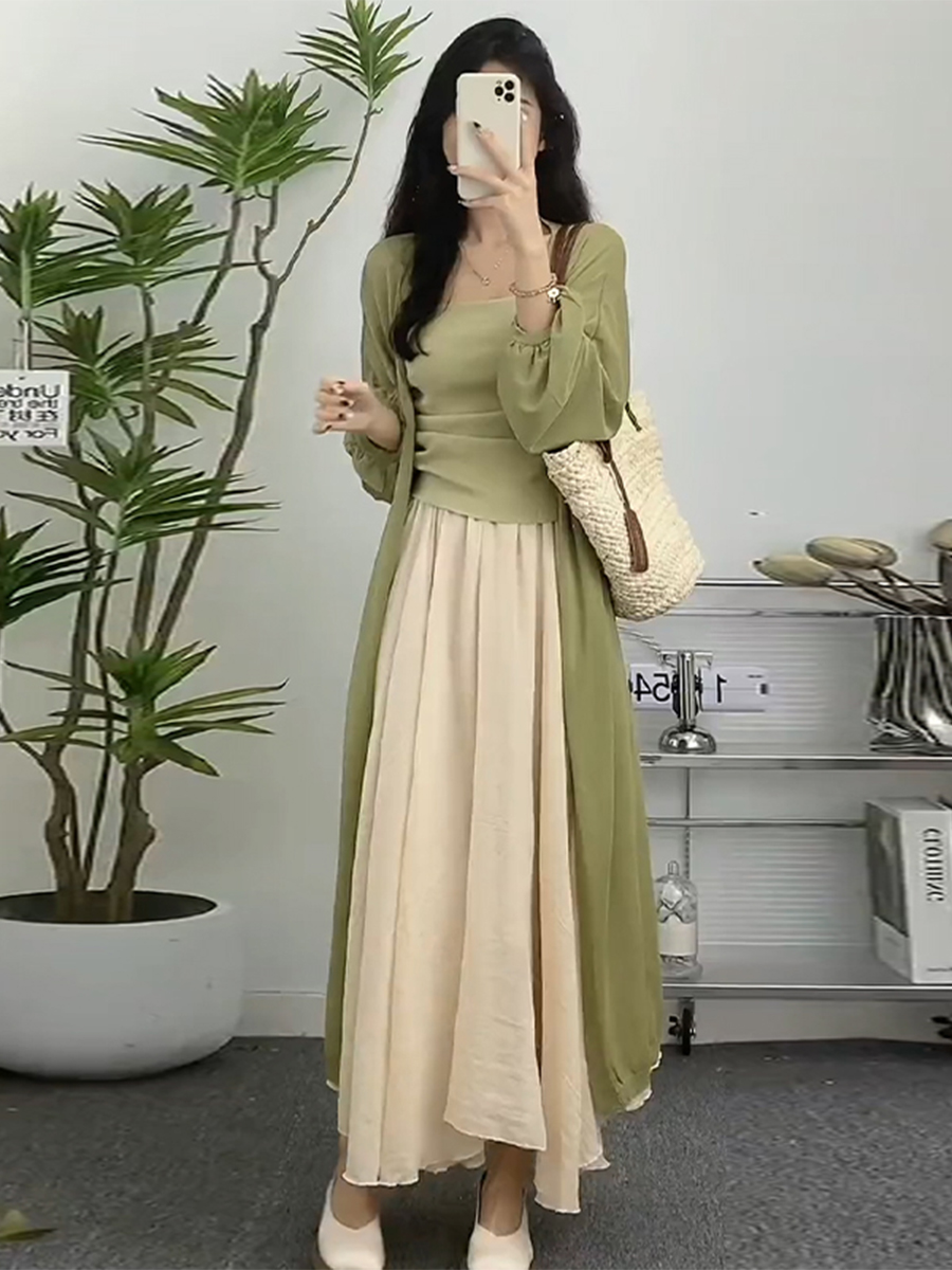 Plus-Size Chinese Style Zen-Inspired Three-Piece Set for Women - Lightweight Spring Outfit for Sun Protection and Flattering Fit Plus-Size Chinese Style Zen-Inspired Three-Piece Set for Women - Lightweight Spring Outfit for Sun Protection and Flattering Fit