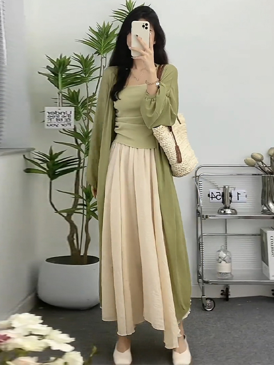 Plus-Size Chinese Style Zen-Inspired Three-Piece Set for Women - Lightweight Spring Outfit for Sun Protection and Flattering Fit Plus-Size Chinese Style Zen-Inspired Three-Piece Set for Women - Lightweight Spring Outfit for Sun Protection and Flattering Fit