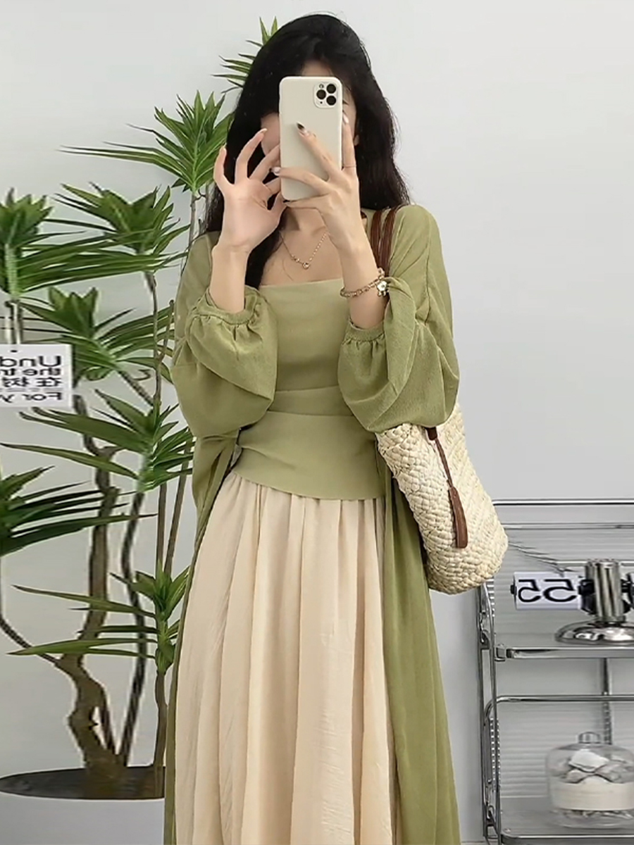 Plus-Size Chinese Style Zen-Inspired Three-Piece Set for Women - Lightweight Spring Outfit for Sun Protection and Flattering Fit Plus-Size Chinese Style Zen-Inspired Three-Piece Set for Women - Lightweight Spring Outfit for Sun Protection and Flattering Fit