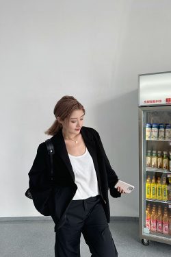 Plus Size Classic Black Draped Blazer - Versatile & Comfortable Designer Outerwear for Effortless Style