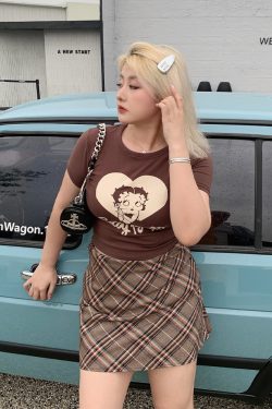 Plus-Size Color-Blocking Plaid Half-Length Skirt - American Style Sweet & Spicy Design, Comfortable & Slimming Fit