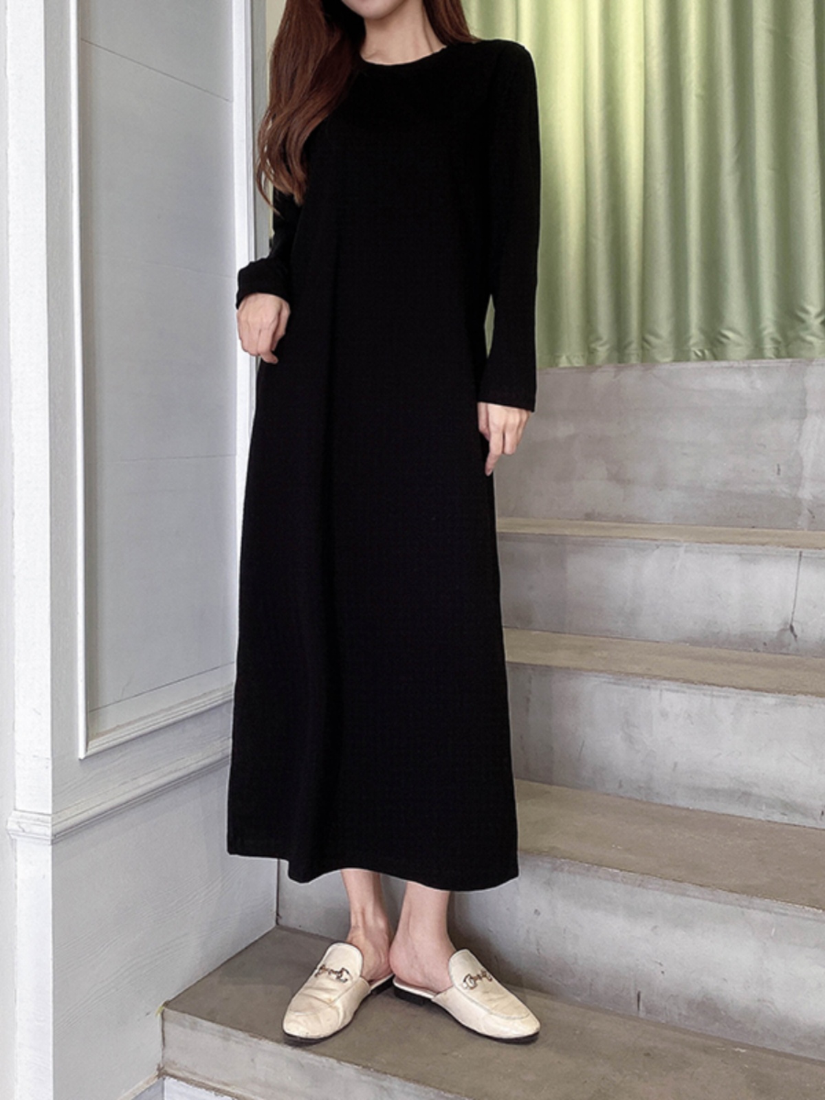 Plus Size Cotton Round Neck Mid-Length Dress, Loose Fit Short Sleeve & Long Sleeve, Slimming Straight Skirt for Spring & Summer Plus Size Cotton Round Neck Mid-Length Dress, Loose Fit Short Sleeve & Long Sleeve, Slimming Straight Skirt for Spring & Summer