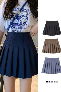 Plus Size Deep Blue High Waist Pleated Skirt for Women, Slimming Anti-Exposure A-Line Design, Stylish Short Skirt for Curvy Girls