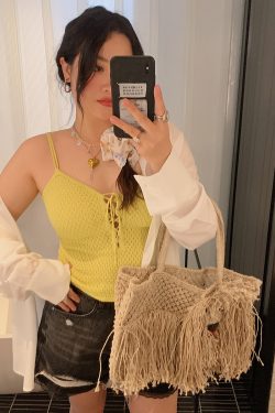 Plus Size Drawstring Strap Vest for Women - 2025 Summer Micro Fat Top in Pure Desire Style