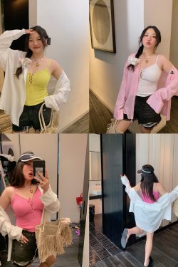 Plus Size Drawstring Strap Vest for Women - 2025 Summer Micro Fat Top in Pure Desire Style