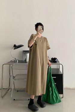 Plus-Size Embroidered Knee-Length Summer Skirt Dress in Loose Korean Style - Casual Grapefruit Design for Women