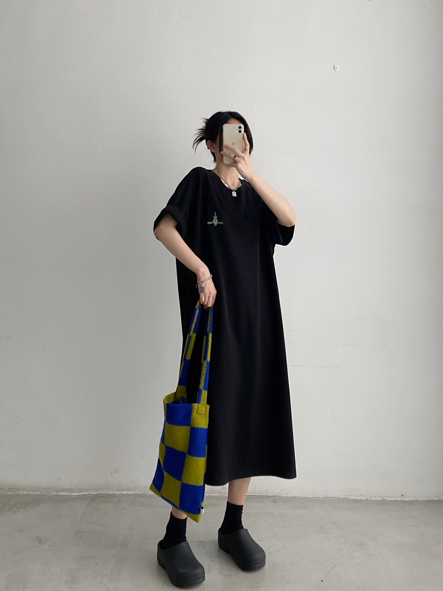 Plus-Size Embroidered Knee-Length Summer Skirt Dress in Loose Korean Style - Casual Grapefruit Design for Women Plus-Size Embroidered Knee-Length Summer Skirt Dress in Loose Korean Style - Casual Grapefruit Design for Women