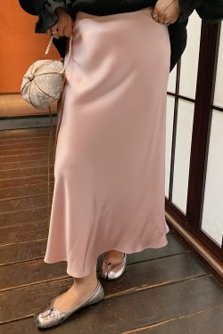 Plus Size Fish Tail Skirt for Women, Acetic Satin Half Skirt, High-End Spring Summer 2025 Fashion, Elegant Gold Design