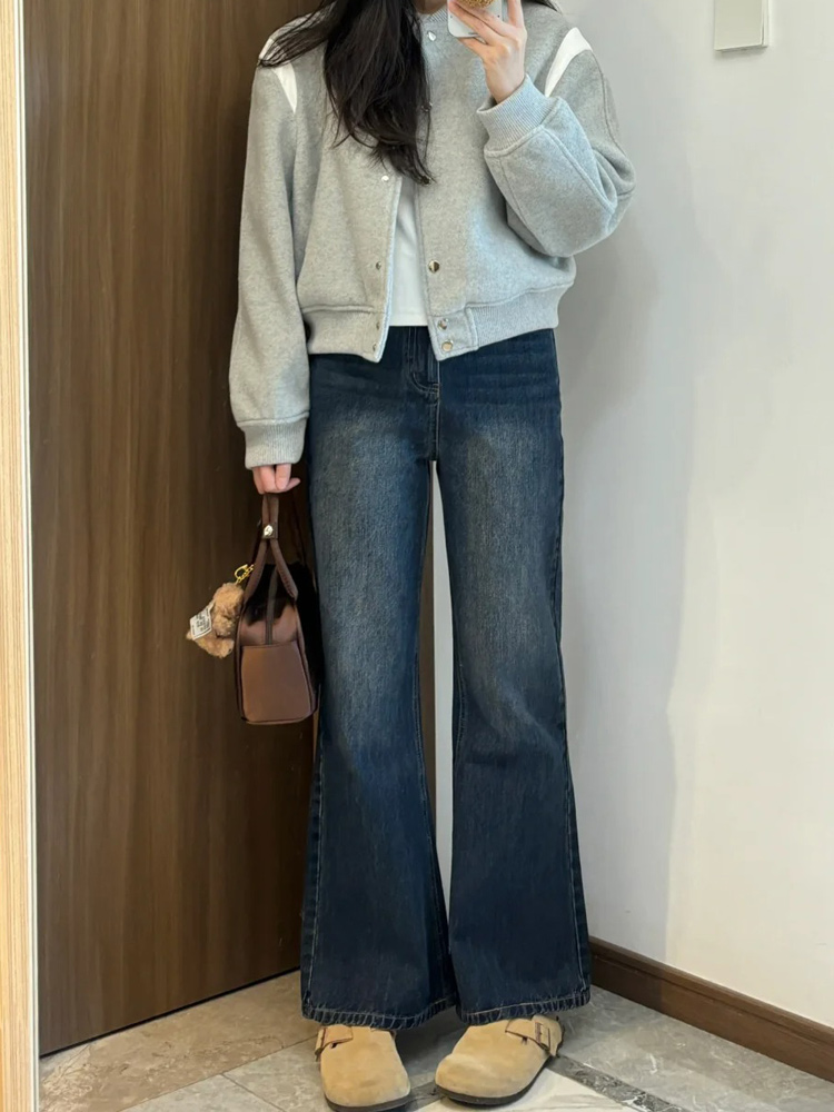 Plus-Size Flared Straight-Leg Jeans for Women - 2025 New Style, Flattering Curvy Fit, Perfect for Petites, Trendy Casual Fashion Plus-Size Flared Straight-Leg Jeans for Women - 2025 New Style, Flattering Curvy Fit, Perfect for Petites, Trendy Casual Fashion