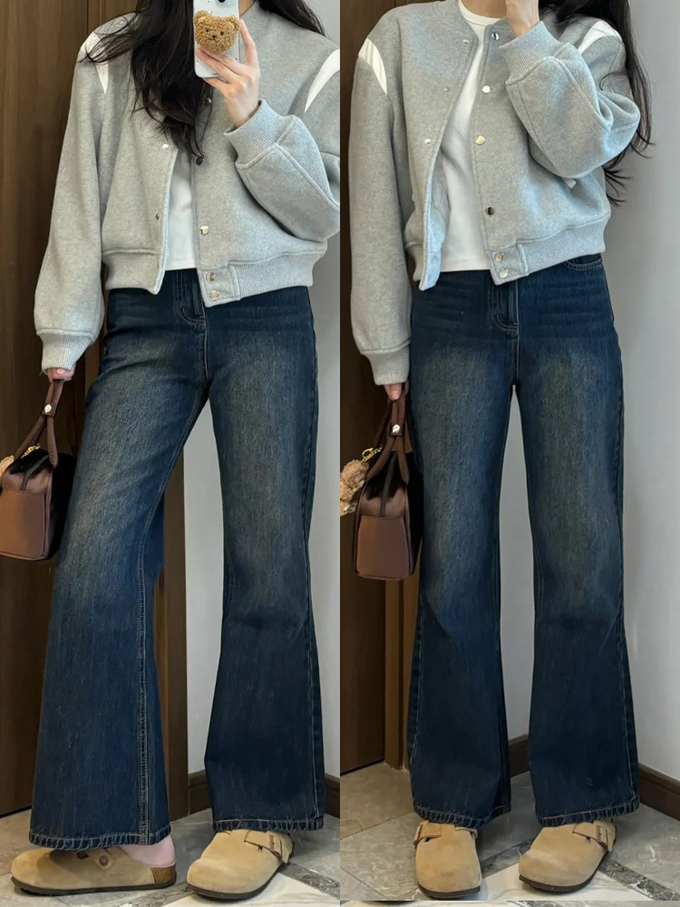 Plus-Size Flared Straight-Leg Jeans for Women - 2025 New Style, Flattering Curvy Fit, Perfect for Petites, Trendy Casual Fashion Plus-Size Flared Straight-Leg Jeans for Women - 2025 New Style, Flattering Curvy Fit, Perfect for Petites, Trendy Casual Fashion