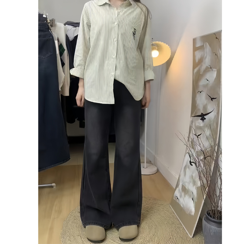 Plus-Size Flared Straight-Leg Jeans for Women - 2025 New Style, Flattering Curvy Fit, Perfect for Petites, Trendy Casual Fashion Plus-Size Flared Straight-Leg Jeans for Women - 2025 New Style, Flattering Curvy Fit, Perfect for Petites, Trendy Casual Fashion