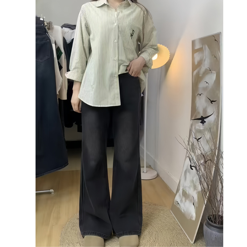 Plus-Size Flared Straight-Leg Jeans for Women - 2025 New Style, Flattering Curvy Fit, Perfect for Petites, Trendy Casual Fashion Plus-Size Flared Straight-Leg Jeans for Women - 2025 New Style, Flattering Curvy Fit, Perfect for Petites, Trendy Casual Fashion