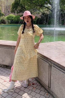 Plus Size Floral Dress for Women - Unique Yellow Summer Dress 2025, Boho Style, Vintage-Inspired, Perfect for Casual Outings