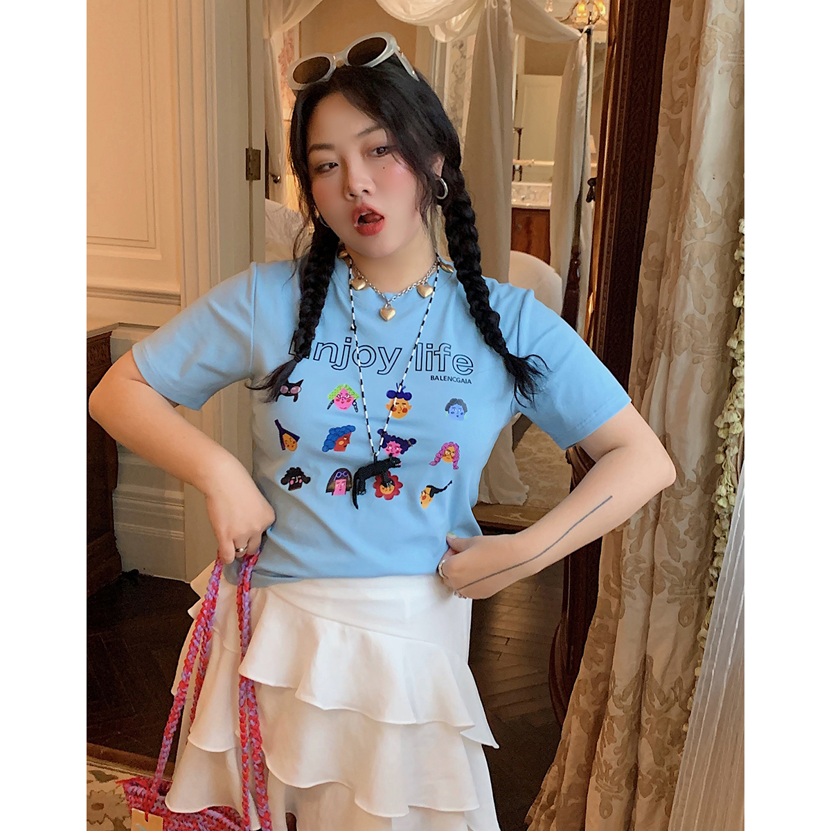 Plus Size Gold Support Printed Short Sleeve T-Shirt for Women - Slim Fit Summer Top in 2025 Trendy Style Plus Size Gold Support Printed Short Sleeve T-Shirt for Women - Slim Fit Summer Top in 2025 Trendy Style