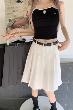 Plus Size Gray Pleated Midi Skirt for Women - High-Waisted A-Line Summer College Style