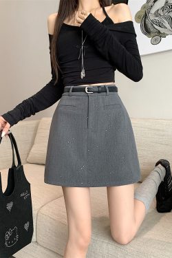 Plus Size Gray Sparkly Half Skirt for Women - High Waist A-Line, Anti-Exposure, Bodycon Short Skirt for Summer Fashion