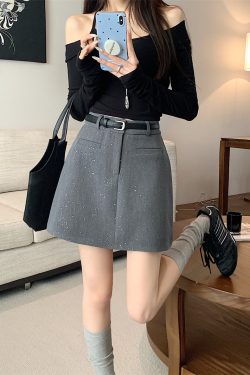 Plus Size Gray Sparkly Half Skirt for Women - High Waist A-Line, Anti-Exposure, Bodycon Short Skirt for Summer Fashion