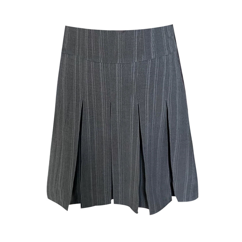Plus Size Gray Striped Midi Skirt for Women, High-Waisted A-Line Summer Pleated Design, Flattering Fit for Every Occasion Plus Size Gray Striped Midi Skirt for Women, High-Waisted A-Line Summer Pleated Design, Flattering Fit for Every Occasion
