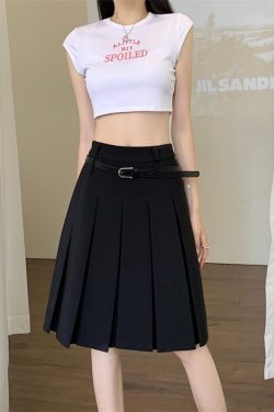 Plus-Size High-End White Pleated A-Line Skirt for Women - Summer College Style Mid-Length Hip-Covering Fashion