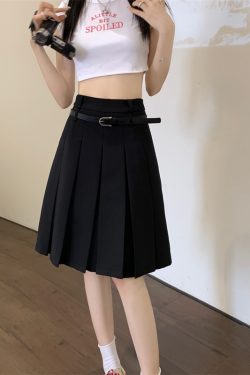 Plus-Size High-End White Pleated A-Line Skirt for Women - Summer College Style Mid-Length Hip-Covering Fashion