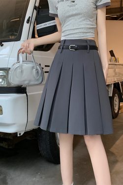 Plus-Size High-End White Pleated A-Line Skirt for Women - Summer College Style Mid-Length Hip-Covering Fashion