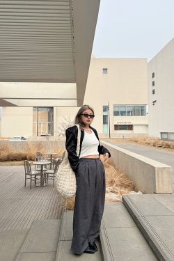 Plus Size High Waist Loose Slimming Wide-Leg Pants - Casual Floor-Length Trousers for Spring Fashion