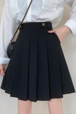 Plus Size High Waist Pleated A-Line Skirt for Women - Mid-Length Flared Half Skirt, Spring Summer College Style Fashion