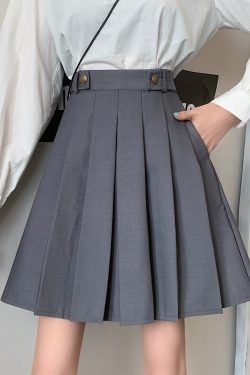 Plus Size High Waist Pleated A-Line Skirt for Women - Mid-Length Flared Half Skirt, Spring Summer College Style Fashion