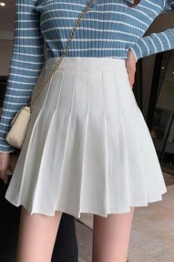 Plus Size High Waist Pleated A-Line Skirt for Women - Slimming College Style, Anti-Exposure, Perfect for Spring and Summer