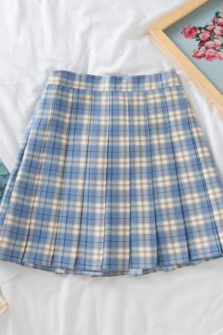 Plus Size High Waist Pleated Skirt for Women, JK Style A-Line Checkered Skirt, Summer Slimming Half Skirt, Korean Fashion