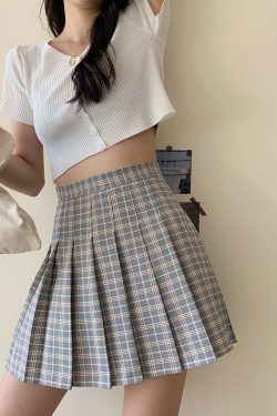 Plus Size High Waist Pleated Skirt for Women, JK Style A-Line Checkered Skirt, Summer Slimming Half Skirt, Korean Fashion