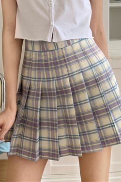 Plus Size High Waist Pleated Skirt for Women, JK Style A-Line Checkered Skirt, Summer Slimming Half Skirt, Korean Fashion