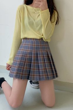 Plus Size High Waist Pleated Skirt for Women, JK Style A-Line Checkered Skirt, Summer Slimming Half Skirt, Korean Fashion