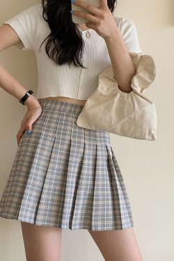 Plus Size High Waist Pleated Skirt for Women, JK Style A-Line Checkered Skirt, Summer Slimming Half Skirt, Korean Fashion