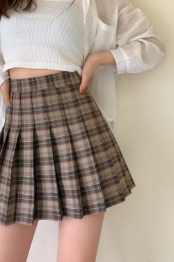 Plus Size High Waist Pleated Skirt for Women, JK Style A-Line Checkered Skirt, Summer Slimming Half Skirt, Korean Fashion